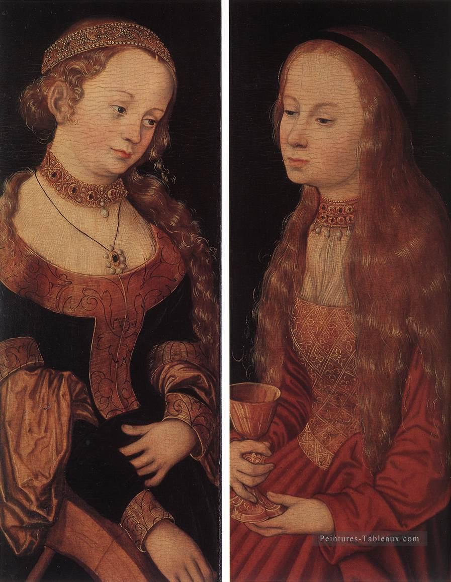 Sainte Catherine d’Alexandrie et Sainte Barbara Renaissance Lucas Cranach l’Ancien Peintures à l'huile